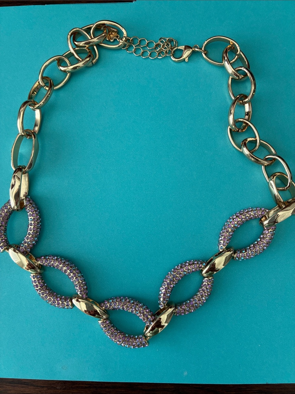 Park Lane ‘Splash’ Gold-Tone Necklace with Lavender Crystal Links